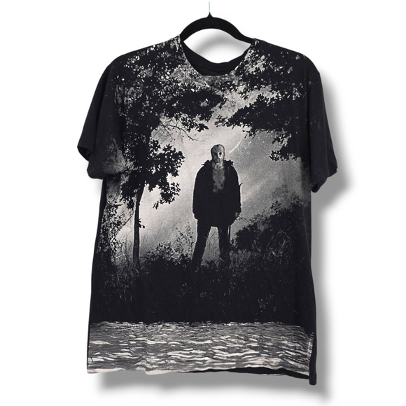 Friday The 13th Men's Retro Jason Forest Graphic T-Shirt Black Size Medium - Picture 1 of 9